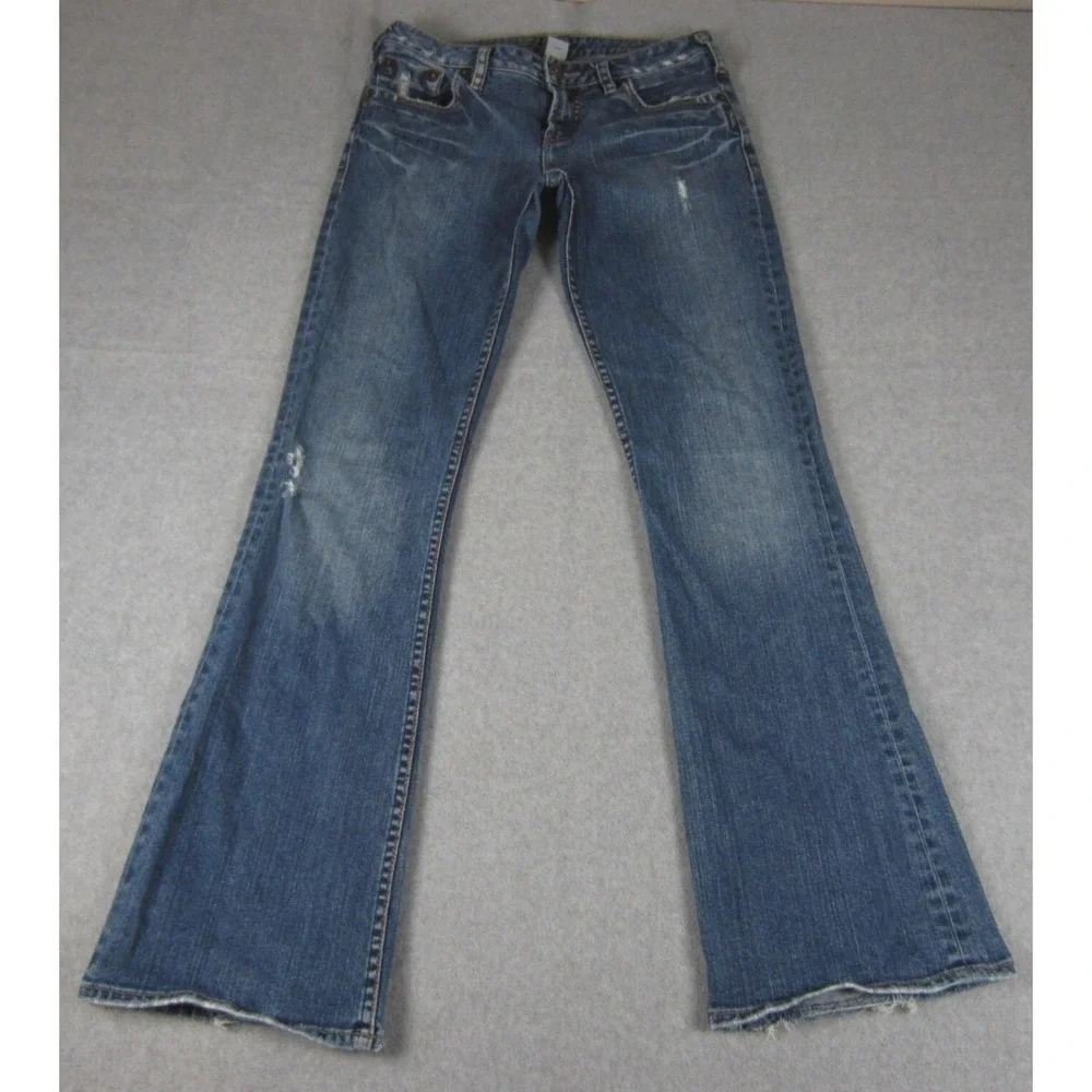 Silver Jeans Womens 28x32 (Tag 28x33) Bree Bootcut Blue Distressed Stretch Denim